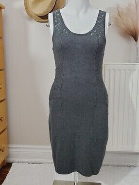 Vintage Y2K Knit Cami H&M Zip Up Dress with Silver Studs